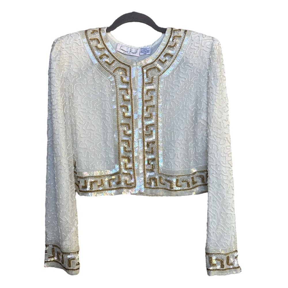 Laurence Kazar White and Gold Sequin Jacket